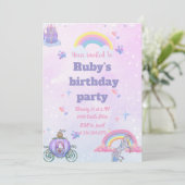 幻想的な童話のお城とユニコーンの招待状 招待状 (スタンド正面)