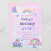 幻想的な童話のお城とユニコーンの招待状 招待状 (正面/裏面)