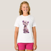 幻想的な紫のうねりヒョウの子どものデザイン Tシャツ (正面フル)