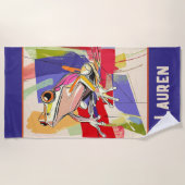 幻想的な紫色のカエルの芸術 ビーチタオル (正面)