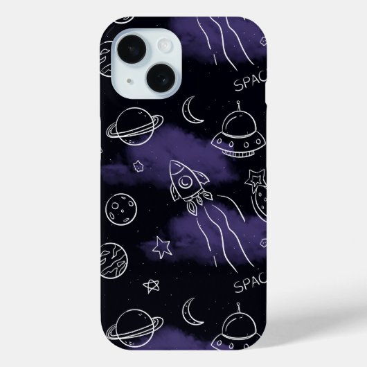 幻想的な紫色の宇宙シームレスパターン Case-Mate iPhoneケース (裏面)