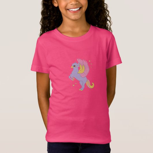 幻想的な紫色の翼のある馬 ファンタジー Tシャツ (正面)