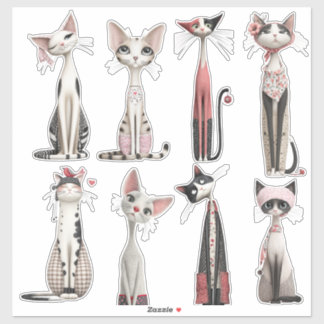 幻想的な細身の猫セット ビニールステッカー シール