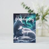 幻想的な絆 白い狼たちの休息 誕生日招待 ポストカード (スタンド正面)