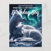 幻想的な絆 白い狼の休息 誕生日招待 ポストカード (正面)