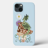 幻想的な緑のドラゴンとキノコの花 Case-Mate iPhoneケース (裏面)