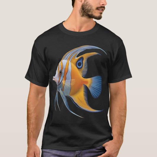 幻想的な縞模様の金色の魚 Tシャツ (正面)