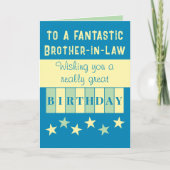 幻想的な義兄の青い黄色の誕生日 カード (正面)