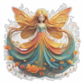 幻想的な羽を持つ妖精のファンタジー シール (正面)