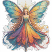 幻想的な羽を持つ妖精 シール (正面)