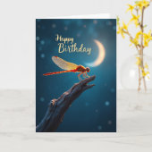 幻想的な羽を持つ昆虫の誕生日カード カード (黄色い花)