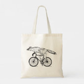 幻想的な自転車に乗る狐のアートプリント トートバッグ (裏面)