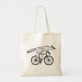 幻想的な自転車に乗る狐のアートプリント トートバッグ (正面)