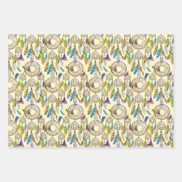 幻想的な色ドリームキャッチャーのパターン ラッピングペーパーシート