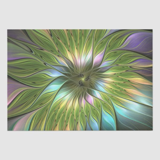 幻想的な色彩の花のフラクタルアート 薄葉紙 (正面)