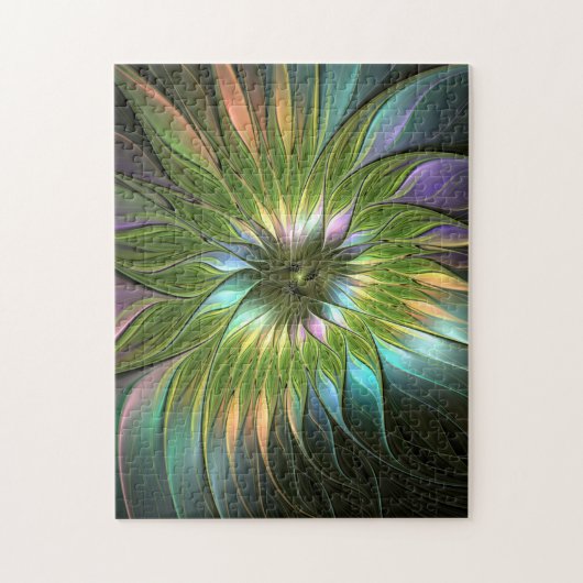 幻想的な色彩豊かな花のフラクタルアート ジグソーパズル (縦)