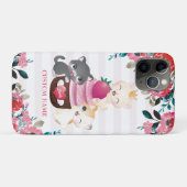 幻想的な花とキャラクターの猫のイチゴカップケーキ Case-Mate iPhoneケース (裏面(横))