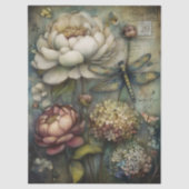 幻想的な花とトンボのエフェメラデコパージュ 薄葉紙 (正面)