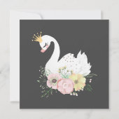 幻想的な花と白鳥の女の子の誕生日招待状 招待状 (裏面)