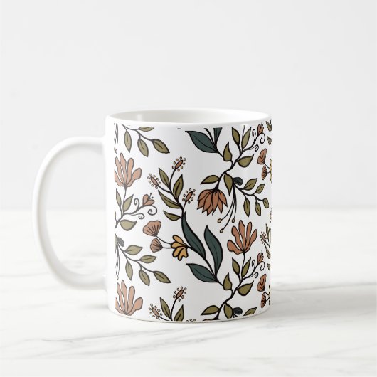 幻想的な花と葉のブーケ コーヒーマグカップ (左)