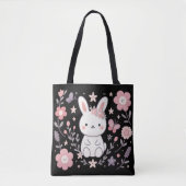 幻想的な花のうさぎトートバッグ トートバッグ (正面)