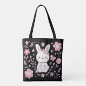 幻想的な花のうさぎトートバッグ トートバッグ (裏面)