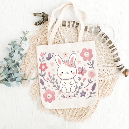幻想的な花のうさぎトートバッグ トートバッグ