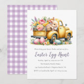 幻想的な花のウサギのイースターエッグハント招待状 招待状 (正面/裏面)