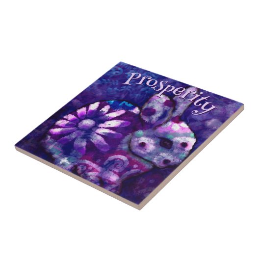 幻想的な花のウサギのラビットのオーダーメイド タイル (側面)