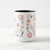 幻想的な花のウサギの陶磁器マグカップ マグカップ (中央)
