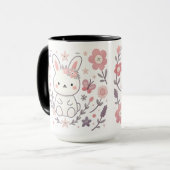 幻想的な花のウサギの陶磁器マグカップ マグカップ (正面左)