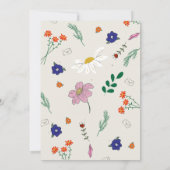 幻想的な花のフォークアートの結婚式 手描き 招待状 (裏面)