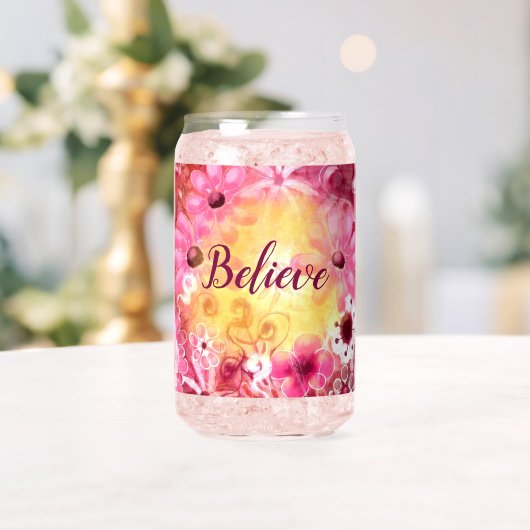 幻想的な花のボヘミアン・ボタニカル Believe アート ガラス缶 (インサイチュ (ウェディング))