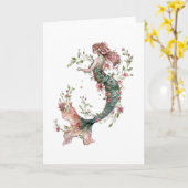 幻想的な花の人魚のグリーティングカード - ロマンチック カード (黄色い花)