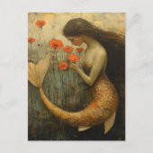 幻想的な花の人魚の女性 ポストカード (正面)