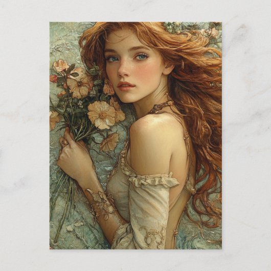 幻想的な花の女性 ポストカード (正面)