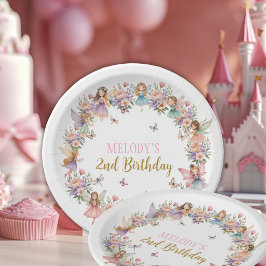 幻想的な花の妖精の庭 2歳の誕生日 ペーパープレート