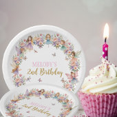 幻想的な花の妖精の庭 2歳の誕生日 ペーパープレート