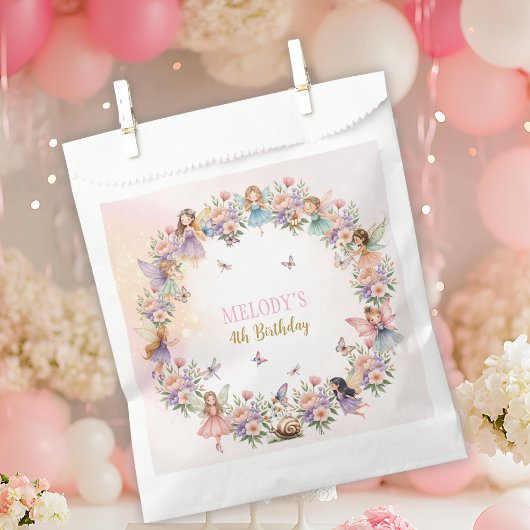 幻想的な花の妖精の庭 4歳の誕生日 フェイバーバッグ