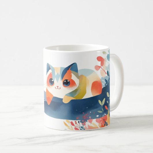 幻想的な花の庭の猫 コーヒーマグカップ (正面右)