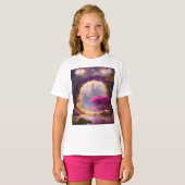 幻想的な花の庭園 ピンクの木  Tシャツ (正面フル)