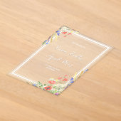 幻想的な花の水彩ウェディング アクリル招待状 (レイダウン)