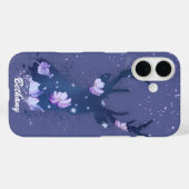 幻想的な花の牡鹿 パープルのペンキ飛沫 Case-Mate iPhoneケース (裏面 (横))