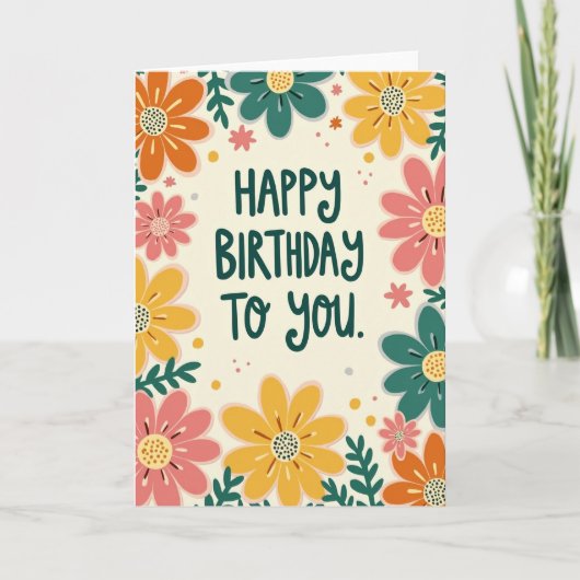 幻想的な花の誕生日カード カード (正面)