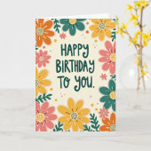幻想的な花の誕生日カード カード (黄色い花)