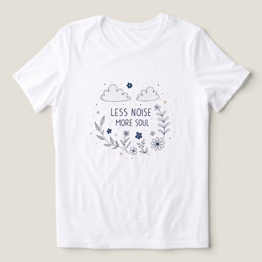 幻想的な花の魂の引用線画 トライブレンドTシャツ (デザイン正面)