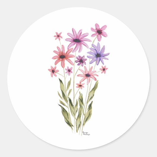 幻想的な花束の写真プリント ラウンドシール (正面)