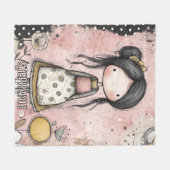 幻想的な花柄のガールウォーターカラー (8) フリースブランケット (正面(横))