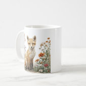 幻想的な花柄のキツネマグ コーヒーマグカップ (正面左)