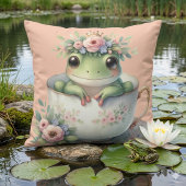 幻想的な花柄のティーカップのカエル クッション